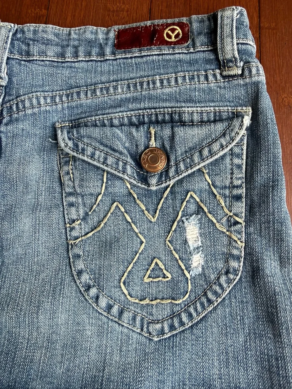 YASO Distressed‎ Denim Mini Skirt - Size 7/8 / 29